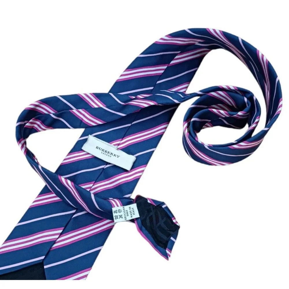 BURBERRY Blue Striped Silk Tie ITALY 60